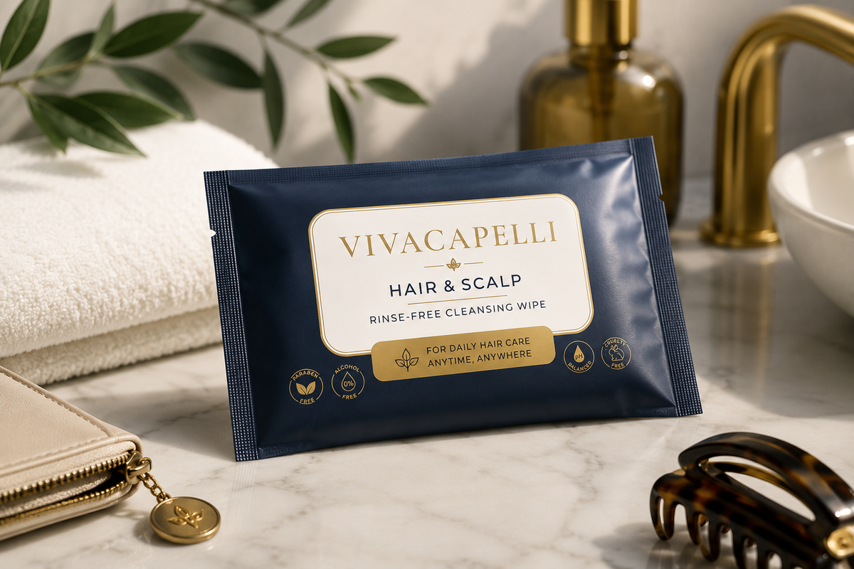 VivaCapelli Hair & Scalp Rinse-Free Cleansing Wipes - 22 Wipes Individually Packed