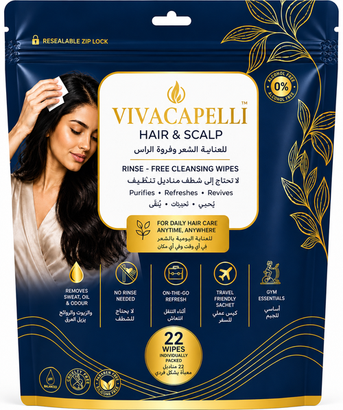 VivaCapelli Hair & Scalp Rinse-Free Cleansing Wipes - 22 Wipes Individually Packed
